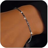 IPEPPY Dainty Shiny 925 Sterling Silver Bracelets for Women 14K Gold Plated Simple Twist Rope Chain Bracelet Minimalist Adjustable Link Charm Bracelet Jewelry Birthday Gifts for Mom