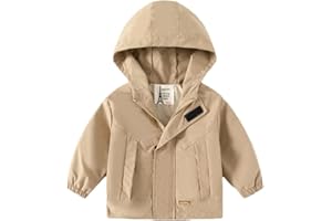 Toddlers Windbreaker Baby Boys Hooded Jacket Zipper Lightweight Coat Kids Casual Outerwear
