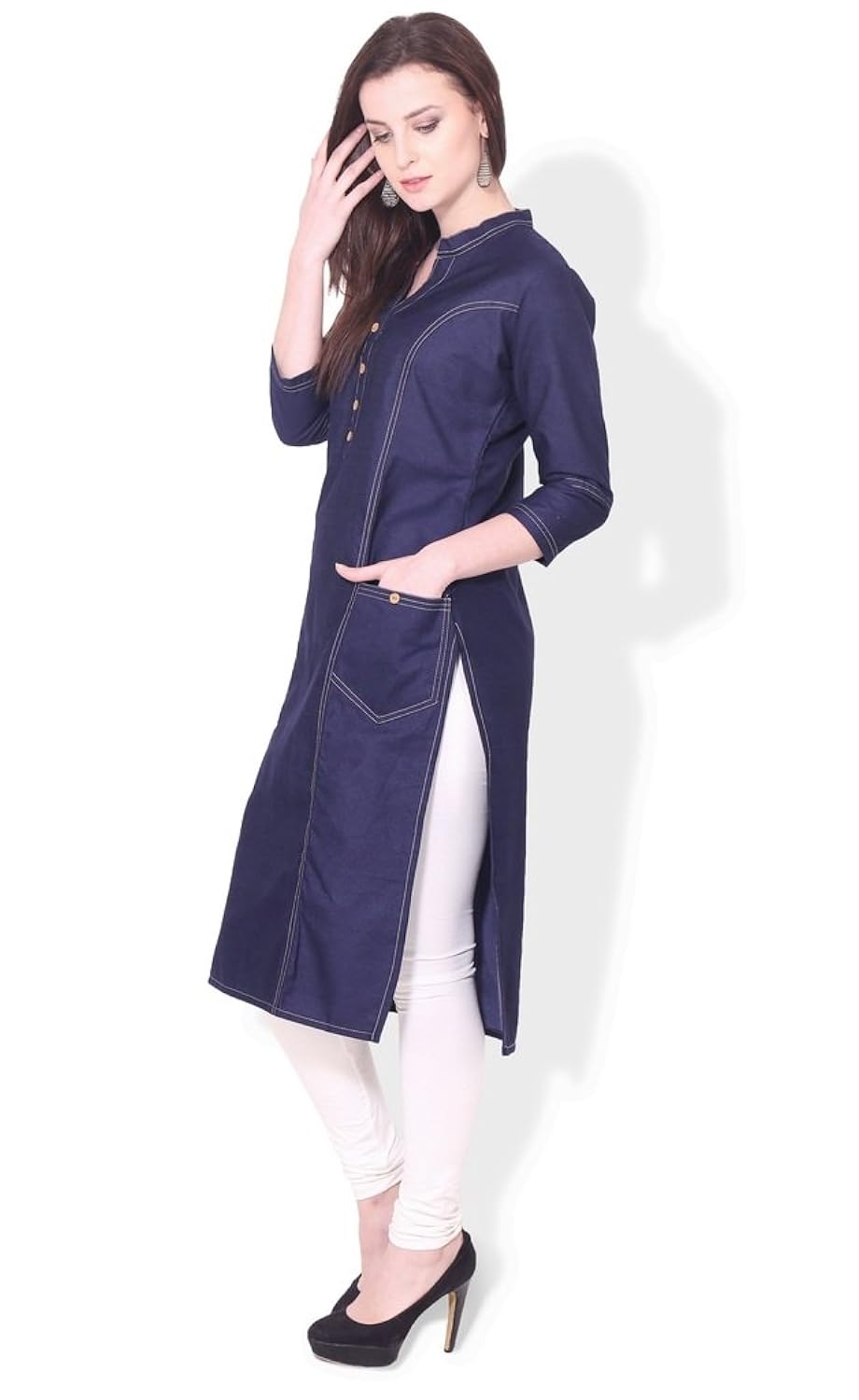 bluepocket women's denim kurti (blue)