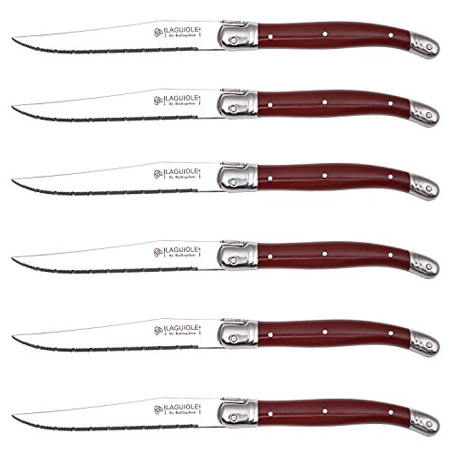 [Set of 6] Steak Knives Set,Hailingshan Stainless Steel Serrated Sharp