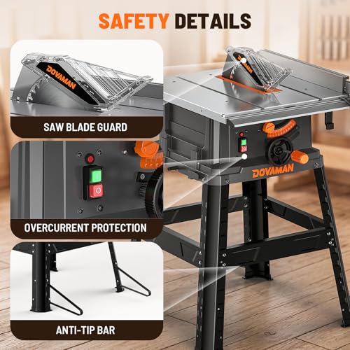 DOVAMAN 10" 15A Table Saw, Tablesaw w/Stand, 5300 RPM Copper Motor photo 11