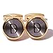 HJ Men's 2PCS Fashion Dazzle Tuxedo Shirts Platinum Plated Cufflinks Initial Letter 2 Color A-Z (Gold D), Small