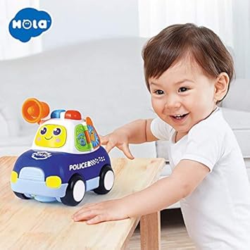 police baby playing with toys and pretend play with police cars