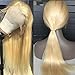 Licoville 613 Lace Front Wig Short 14 Inch Straight Blonde Human Hair Wigs Pre Plucked Bleached Knots 150% Density Brazilian Glueless Lace Frontal Wigs 13x4 Free Part