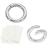 PATIKIL 11.6mm 925 Sterling Silver Spring Gate Rings, 2Pcs Round Spring Clasps Necklace Enhancer Shortener Closures Connector for Jewelry Making Necklaces DIY, Silver Tone
