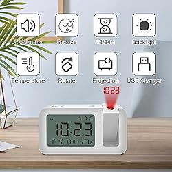 Projection Alarm Clock with 120° Rotatable