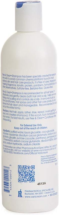 Free & Clear Hair Shampoo | Fragrance, Gluten and Sulfate Free | For Sensitive Skin | 12 Ounce: Health & Personal Care