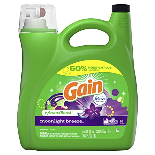 Gain Aroma Boost Liquid Laundry Detergent With Febreze Freshness, Moonlight Breeze, 96 Loads 4.43 Liter