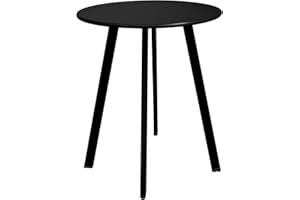 Meluvici Outdoor Side Table, Weather Resistant Patio Small Side Table Outdoor Indoor Round Metal Steel Small Table, Waterproof End Table for Garden Balcony Yard, Black