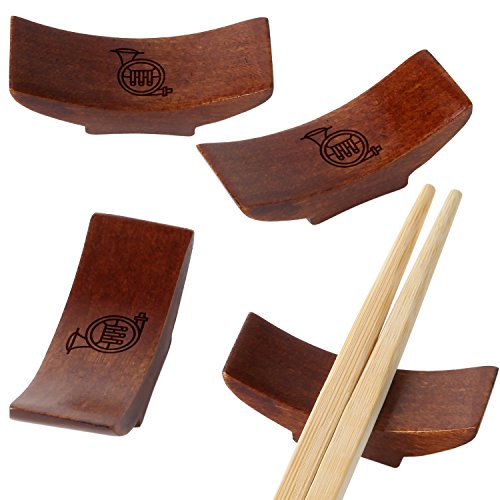 Tuba Wooden Chopstick Rest With Laser Engraved Design - Traditional Chopstick Rest With Modernized Design - Chopstick Spoon Holder Gifts - Thumbnail 4