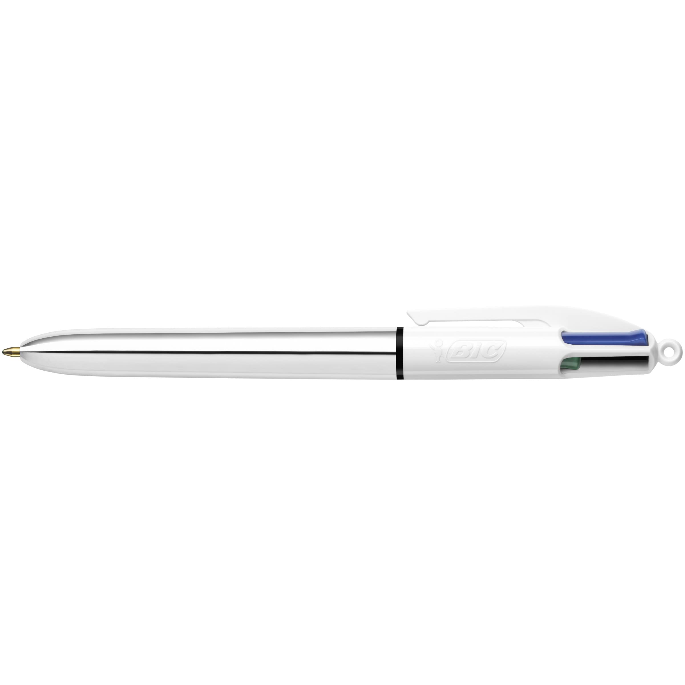 BIC Shine / 1 Pen 4 Colours White / Metallic Silver Body 4 Classic Colours