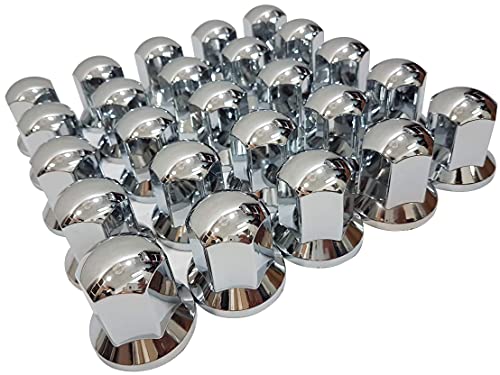Lot de 25 écrous de roue en plastique chromé de 32 mm pour camion, remorque, camion