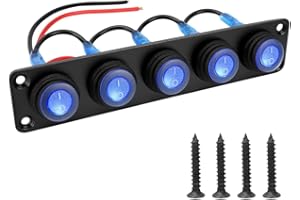 12V Marine and Automotive LED Switch Panel with IP67 Waterproof Toggle Buttons Available in 1 to 6 Gang with ABS and Aluminum