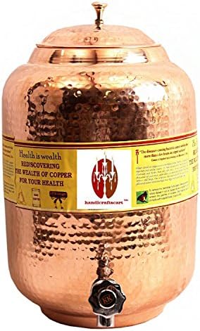 Handicraftscart Copper Water Container healthy living water extreme Benfits 280.00 0unces Volume Standard Size- 13 X 7 X 7 Inch Single Piece Size Red