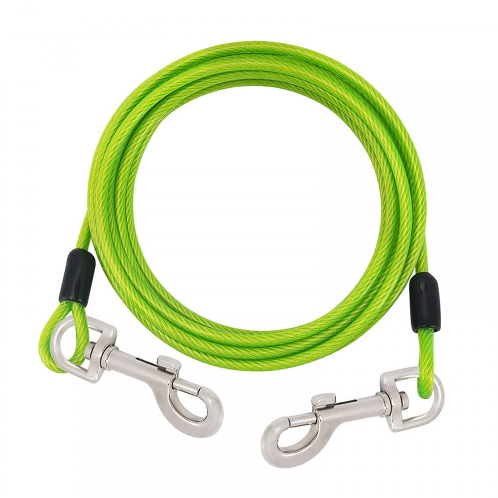 3m/10ft Dog Tie Out Cable,Steel Wire Pet Leash Reflective Canine Lead Line w/360° Swivel Lockable Hook for Medium Large Dogs Up to 130lbs