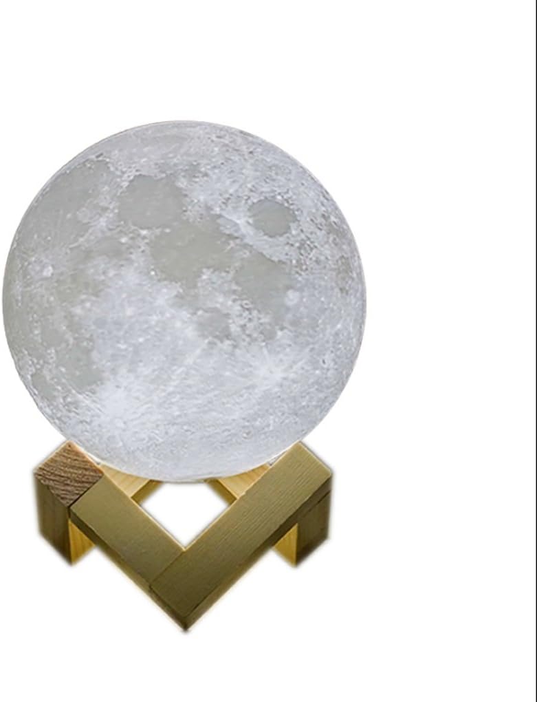 Desk Lamps 3D printing Moon bedroom bedside table lamp/creative birthday gift dream desktop night light desktop table lamp (Size : 24cm)