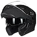 ILM Motorcycle Dual Visor Flip up Modular Full Face Helmet DOT 6 Colors Model 902 (S, Matte Black)