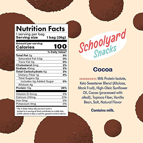 Schoolyard Snacks Keto Cereal Low Carb, Zero Sugar (Cocoa 12 Pack) A Healthy High Protein