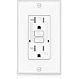 OMEENET GFCI Outlet, Tamper-Resistant Outlets, UL Listed Self Test GFI Receptacle with 2 LED Indicator, 20 Amp, White (1 Pack)