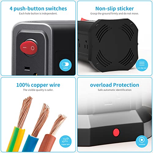 Power Strip Surge Protector Tower with 1800J Protection,12 AC Multiple Outlets Power Tower,6.5FT Extension Cord Flat Plug, for Smartphone Home Office Tablet Dorm Room