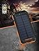 Solar Charger Teryei Solar Power Bank 15000mAh External Backup Outdoor Cell Phone Battery Charger with Dual USB Port,Dual LED Flashlights,Solar Panel for iPhone,Samsung (Orange)