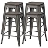 Yaheetech 24inch Metal Bar Stools Counter Height Barstools High Backless Industrial Stackable Metal Chairs with Wood… 51USEwPN59L. SS100