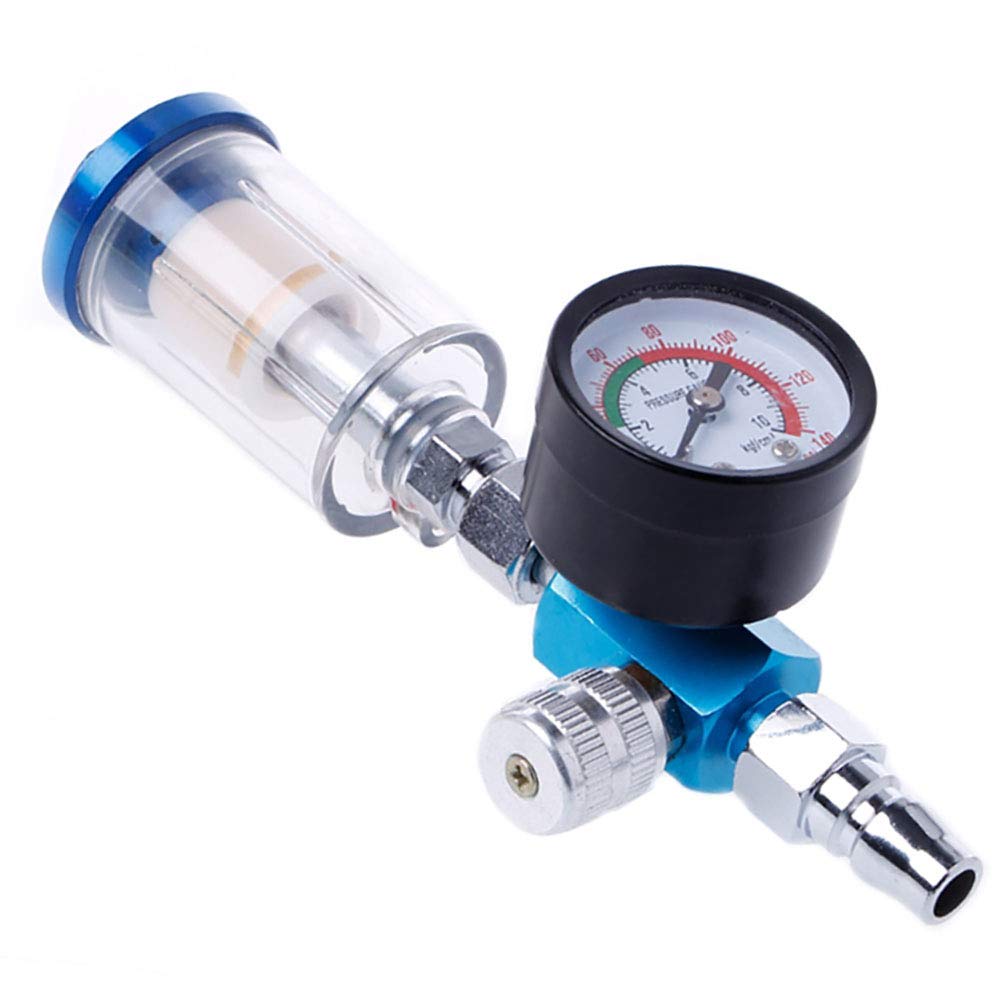 Pneumatic Spray Regulator Gun 1/4" Air Pressure Gauge with in-Line Water Trap Air Filter Separator Pressure Gauge Combination Tool Kit for Spray Paint Guns
