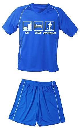 TRIKOT SET Fußball EAT SLEEP FOOTBALL Kinder Fußball Trikot + Hose Kids 98-104, 110-116, 122-128, 134-140, 146-152, 158-164 c