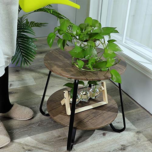 image for Coavas Vintage 2 Tiers Living Room End-Table Modern Industrial Nightst