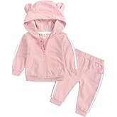 Kids Tales Baby Boys Girls Tracksuit Hooded Bear Ears Sweatsuit Outfit Set Long Sleeve Zipper Jacket + Sweatpants