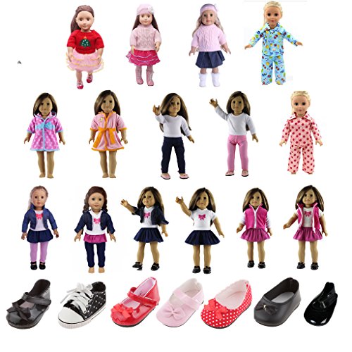 MonkeyJack 4 pieces Jeans Jacket Clothes For 18'' American Girl Doll Our Generation My Life Doll Shirt Tops W/ Outfits Dress Trousers Doll Accessories