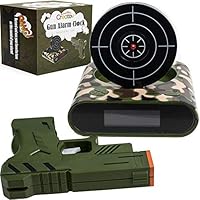 Creatov Target Alarm Clock with Gun - Infrared Target and Realistic Loud Sound Effects Fun Pistol Game Clocks for Heavy Sleepers Kids Boys Girls Infrared 0.8 MW Camouflage Design