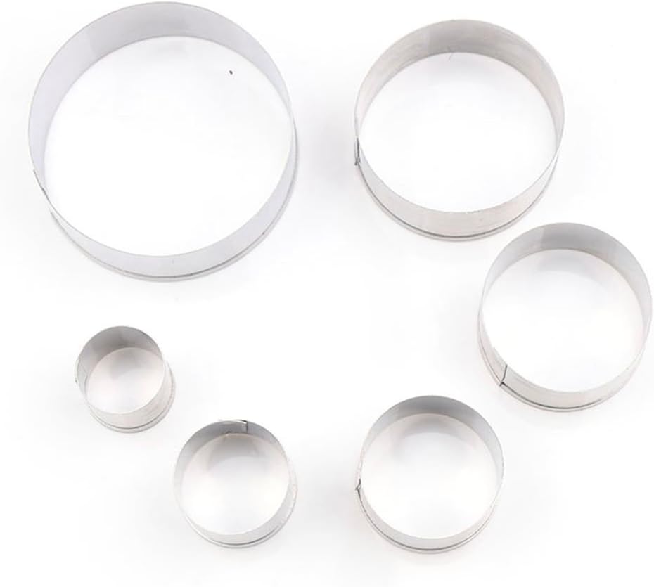 Qimao 6Pcs Round Circle Fondant Cutting Die Baking Cutters Chocolate Mould Clay Mold Cake Craft DIY Set Store