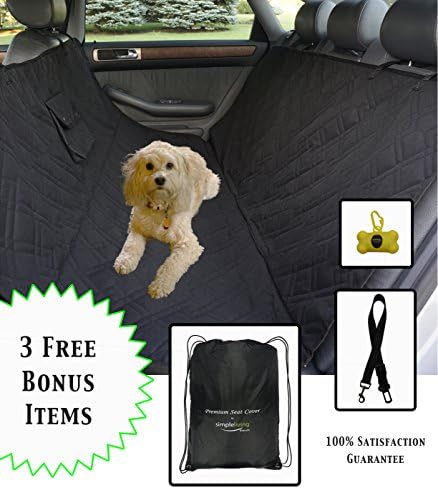 Car Pet Seat Cover with 3 FREE BONUS items. Quilted for Comfort and Durability, Waterproof, Entire Seat Protection, Warranty, 3 trim colors Black, Grey, Pink.