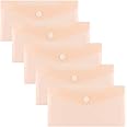 10 Pcs Plastic Envelopes with Snap Closure, Clear Plastic Envelope, Plastic Folders for Stationery Organizer (5, Pink)