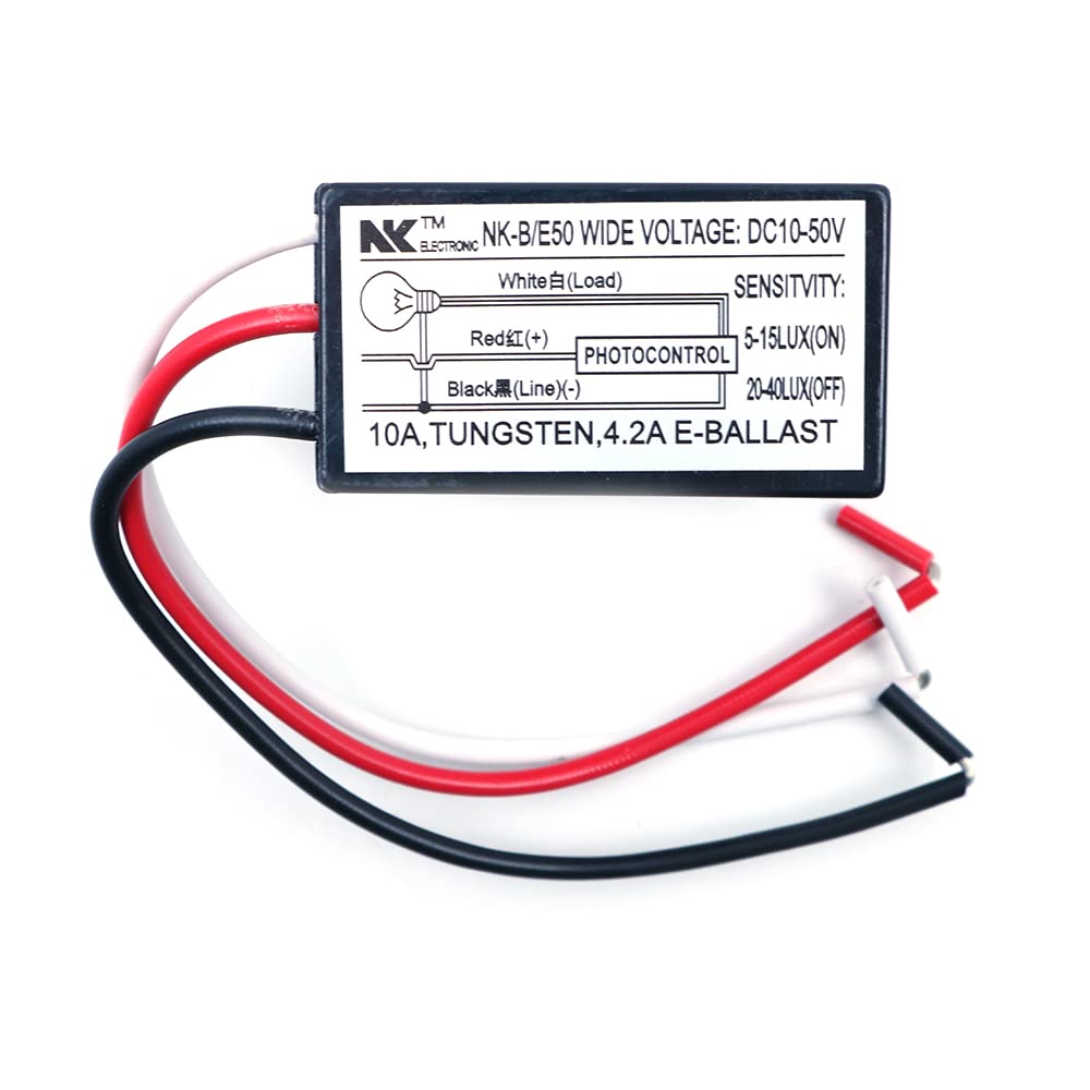 CENPEK AC 12V-48VDC Photoelectric Switch Dusk to Dawn Button Flush Mount Photo Control Eye Switch Light Photocell Sensor-NK-B/E50