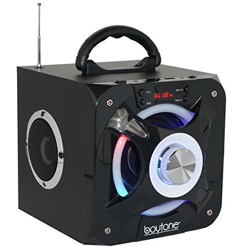 Boytone-BT-32D-Portable-Bluetooth-FM-Radio-Stereo-speaker-System-USB-Port-SD-card-Slot-MP3-AUX-ports-built-in-rechargeable-Battery-Flashing-DJ-Lights-Remote-control