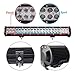 Bangbangche 126W 20'' Flood Combo CREE Bar and 4X 4'' 18W Spot Led Pods Fog Lights, Waterproof Super Bright, Jeep Wrangler Boat Truck Tractor Trailer Off-Road