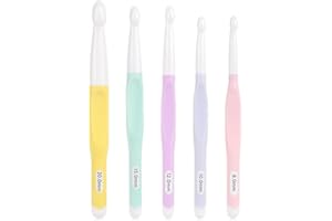 Aeelike Crochet Hooks 8mm, 10mm, 12mm,15mm, 20mm, Ergonomic Crochet Hooks Set with Large Rubber Handle for Chunky Yarn Weaving Blanket DIY Crafts,Ideal Gift