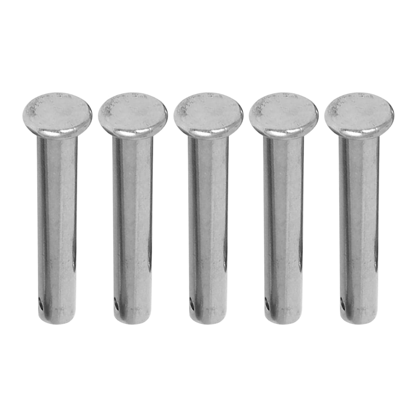 M METERXITY 5 Pack Clevis Pins - Flat Head Stainless Steel Clevis Pins Fastener, Anti Resistance, Apply to Mechanics Repair (M8 x 50mm, Silver Tone)