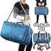 Bago Foldable Duffel Bags for Traveling Women & Men - 60L Medium Packable Duffle Bag for Travel with Shoe Compartment - Water Repellant, Heavy Duty, Lightweight Folding & Collapsible (Blue)