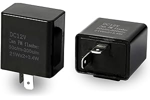 Sephile Pack-2 Car Flash Relay Replacements, 2 Pin Motorcycle Turn Signal Indicator Flasher Relay, Speed Adjustable Design, Universal 12V Waterproof Automotive Warn Relay Accessories (Black)