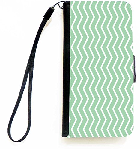 Rikki Knight Mint Green Chevron Zig Zag Stripes Flip Wallet iPhoneCase with Mag…