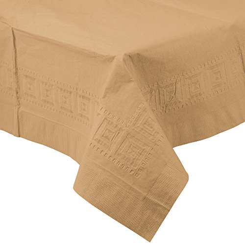 Perfectware Table Covers Disposable Table Covers Gold 2-Ply Tissue and 1-Ply Poly, 0.1" Height, 108" width, 54" Length (Pack of 3)
