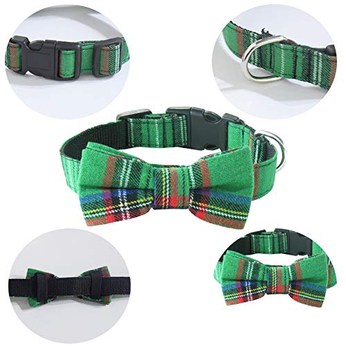 image for Malier Dog Collar with Bow tie Christmas Classic Plaid Dog Collar with