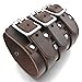INBLUE Men's Alloy Genuine Leather Bracelet Bangle Cuff Silver Tone Brown Black Adjustable