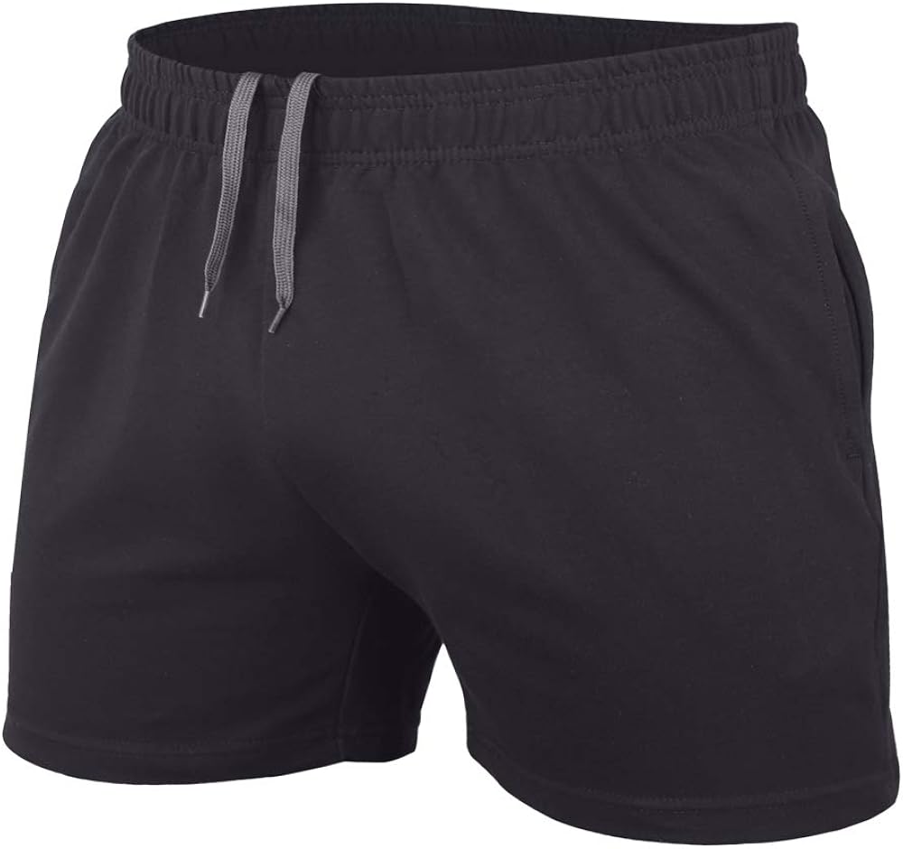JEEING GEAR Men's Bodybuilding Workout Gym Shorts 3" 5" Inseam Sports Training Cotton with Pocket: Clothing