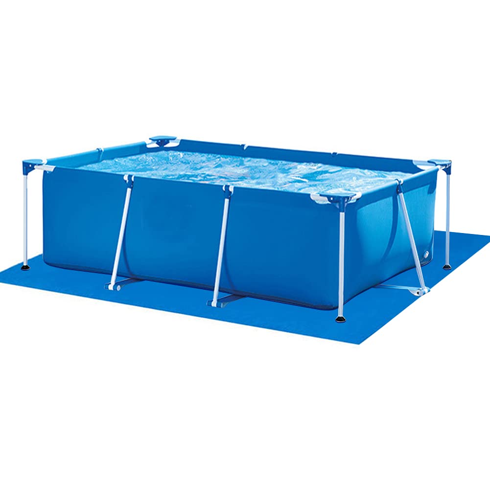 LICHENGTAI Pool Ground Cloth, Swimming Pool Mat Floor Protector, Rectangular Ground Sheet for Pool, Foldable Ground Tarpaulin Cover for Frame Pool, Paddling Pool, Hot Tub, Blue