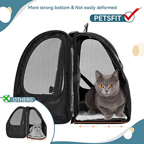 Petsfit Dog Backpack Carrier,Cat Backpacks Expandable with Great Ventilation,Fleece Mat,Perfect