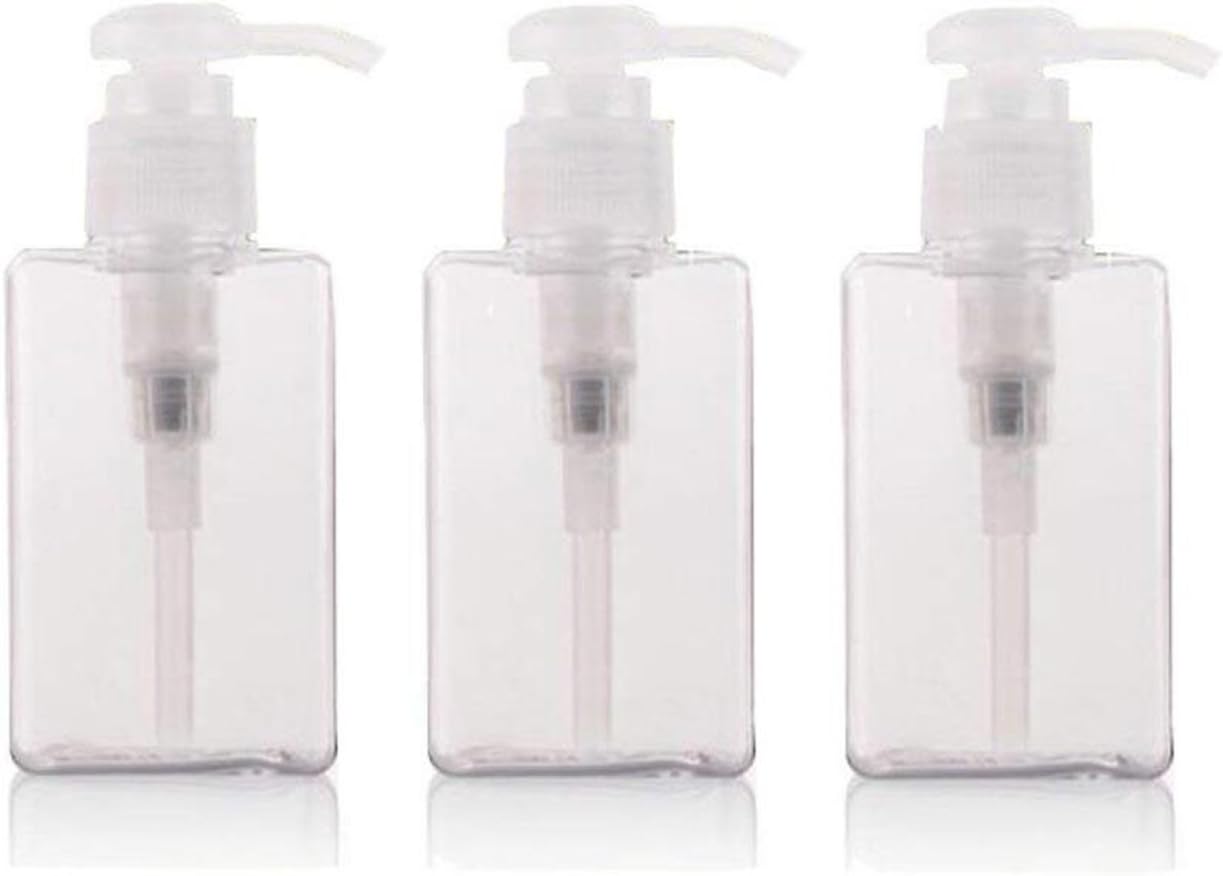 3PCS 100ml Clear Empty Refill PET Plastic Pump Bottles with Pump Top Shampoo Shower Gel Jars Storage Containers Dispensers for Makeup Cosmetic Toiletries Liquid